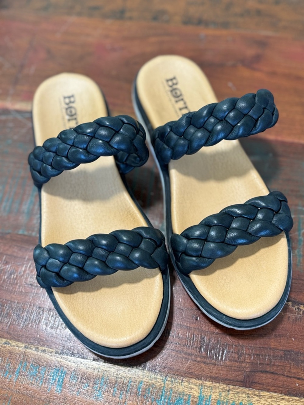 Born Freesia Braided Slide Sandal Black Slip on Lightweight: Cushioning Sz 11